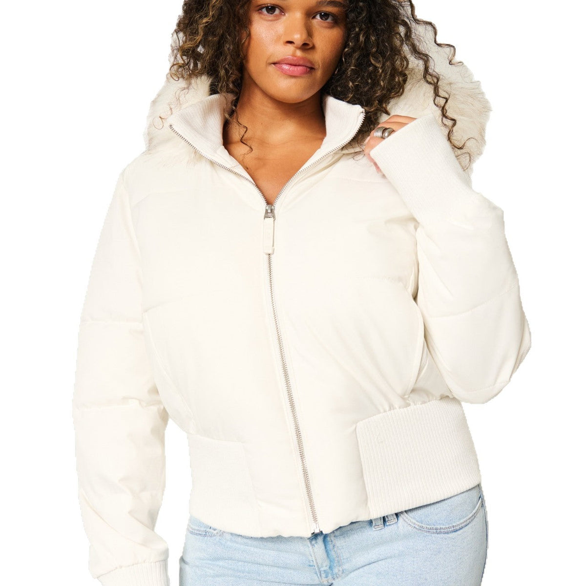 Women's Warm Hooded Winter Coat — White