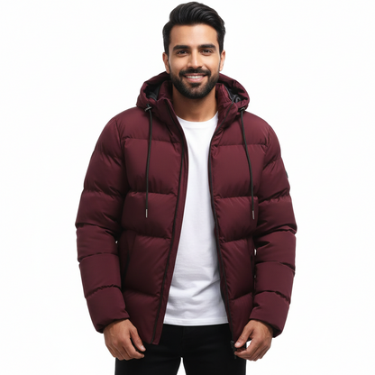 Olie Men's Waterproof Winter Parka – Quilted Puffer with Hood and Maximum Warmth