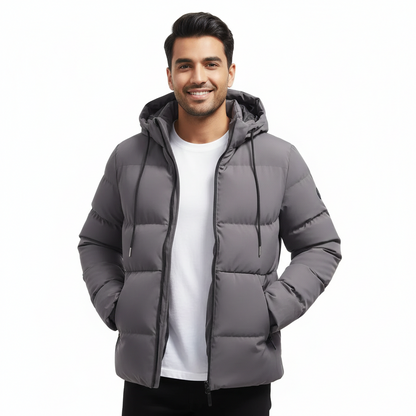 Olie Men's Waterproof Winter Parka – Quilted Puffer with Hood and Maximum Warmth