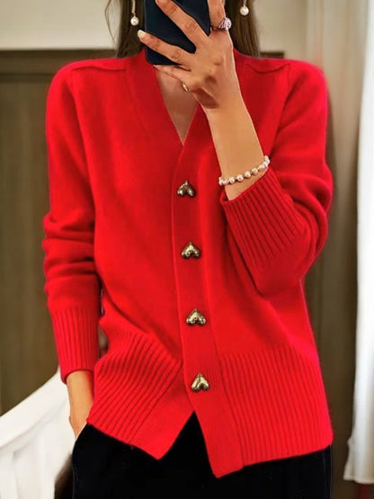 Olivia Women's Knit Cardigan with Gold Buttons