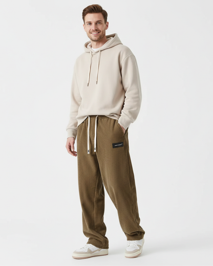 Quinnell Men's Corduroy Trousers – Adjustable Waist with Warm Modern Comfort
