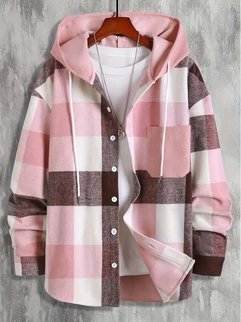 Mason Men's Checkered Hoodie – Modern Pattern with Comfortable Relaxed Fit