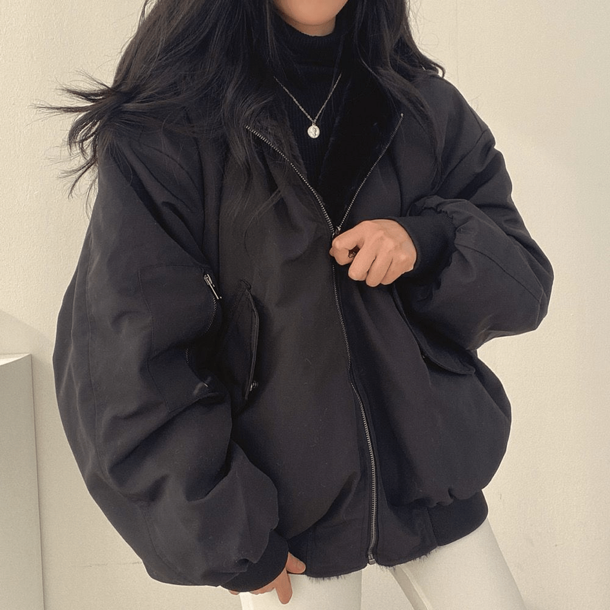 Women's Padded Puffer Bomber Jacket — Blue