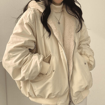 Women's Padded Puffer Bomber Jacket — Black