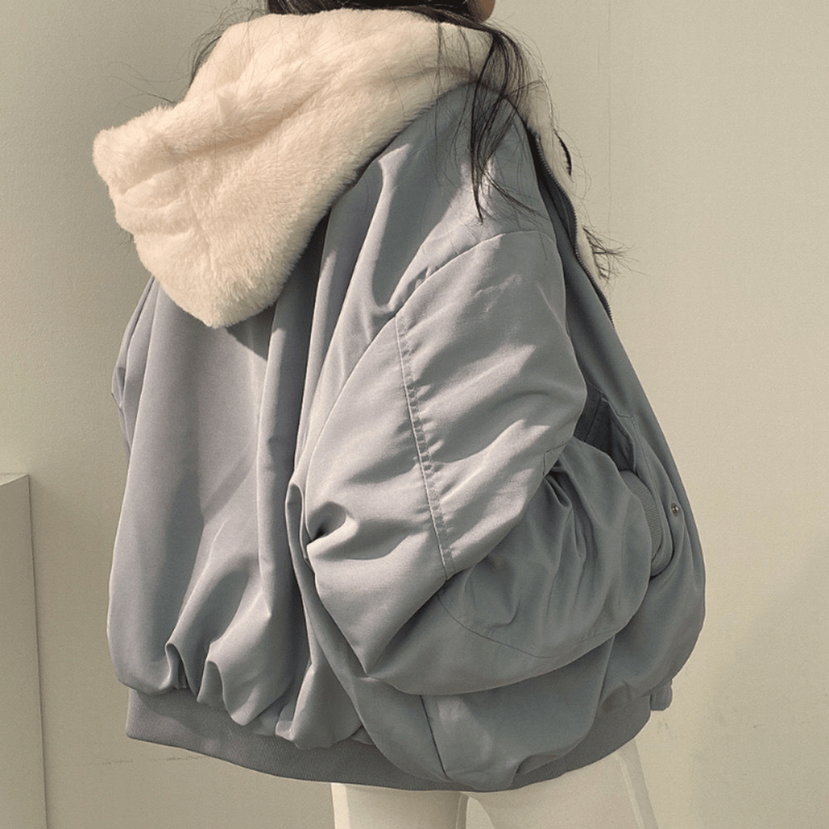 Women's Padded Puffer Bomber Jacket — Blue