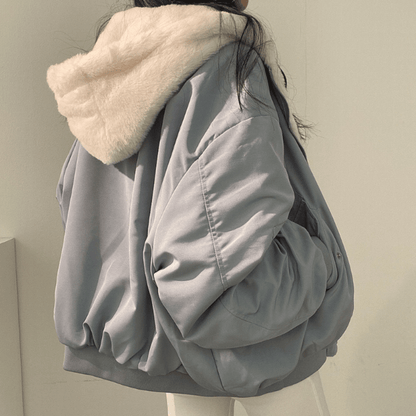 Women's Padded Puffer Bomber Jacket — Blue