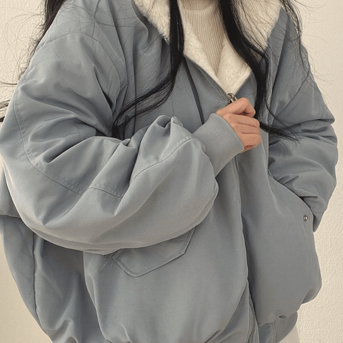 Women's Padded Puffer Bomber Jacket — Blue