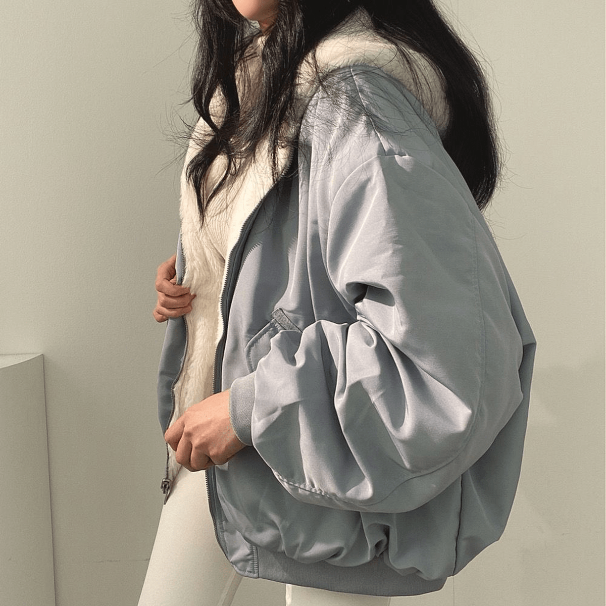 Women's Padded Puffer Bomber Jacket — Blue
