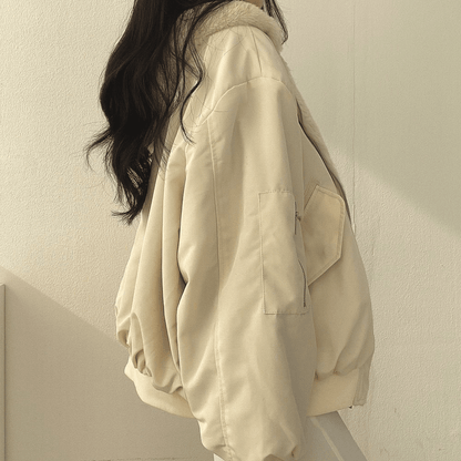 Women's Padded Puffer Bomber Jacket — Blue