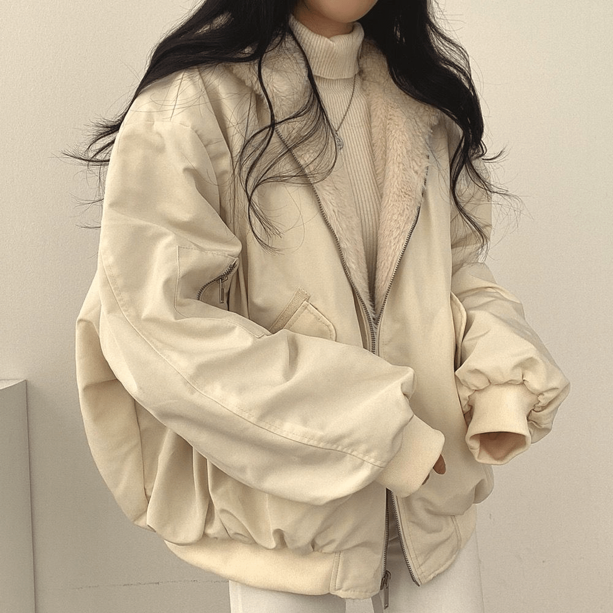 Women's Padded Puffer Bomber Jacket — Black