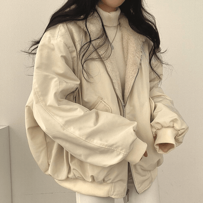 Women's Padded Puffer Bomber Jacket — Black