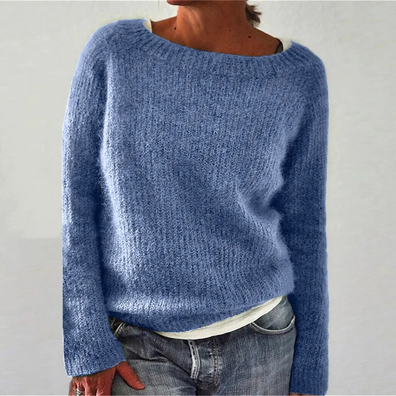 Women's Soft Knit Wide Neck Sweater — Black
