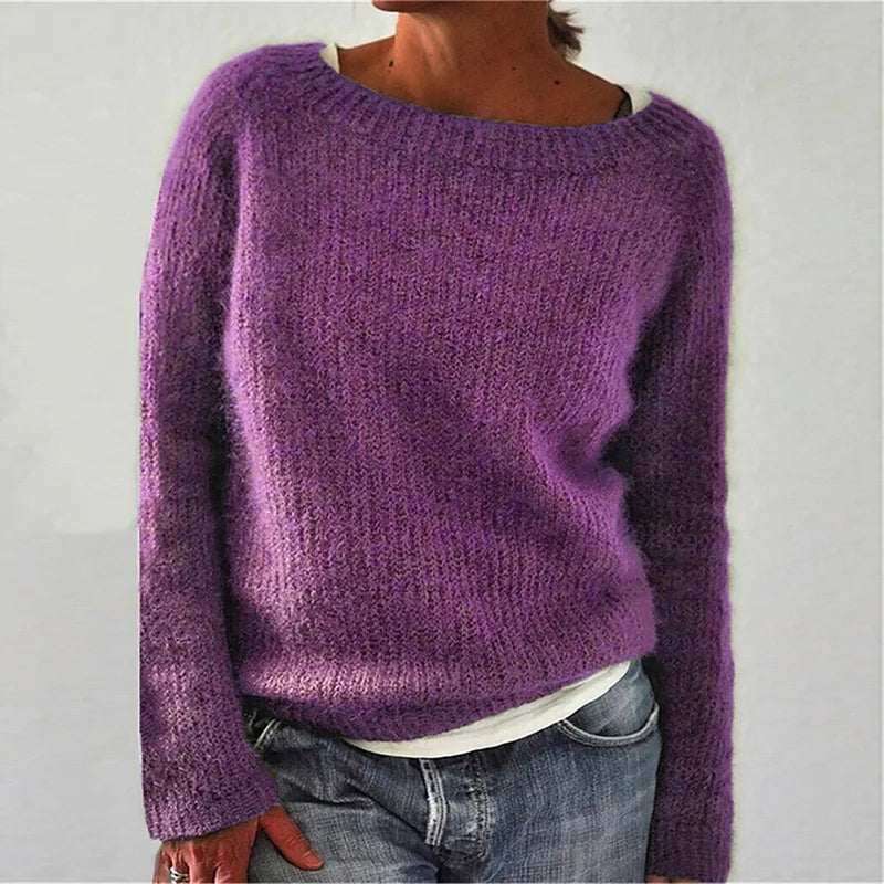 Women's Soft Knit Wide Neck Sweater — Black