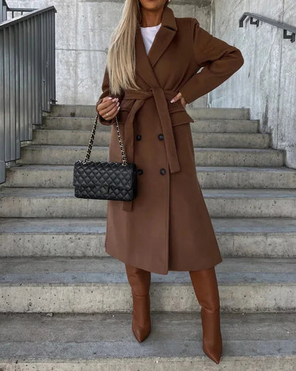 Women's Classic Longline Trench Coat — Chocolate Brown