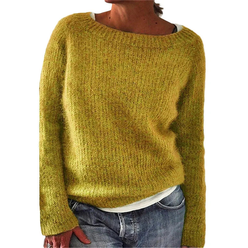 Women's Soft Knit Wide Neck Sweater — Black