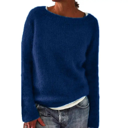 Women's Soft Knit Wide Neck Sweater — Black