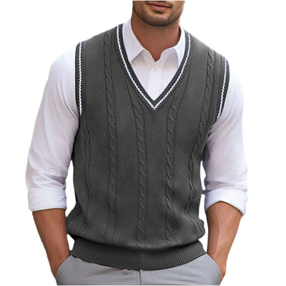 Kyson Men's Sleeveless V-Neck Sweater Vest – Elegant Comfortable Modern Style