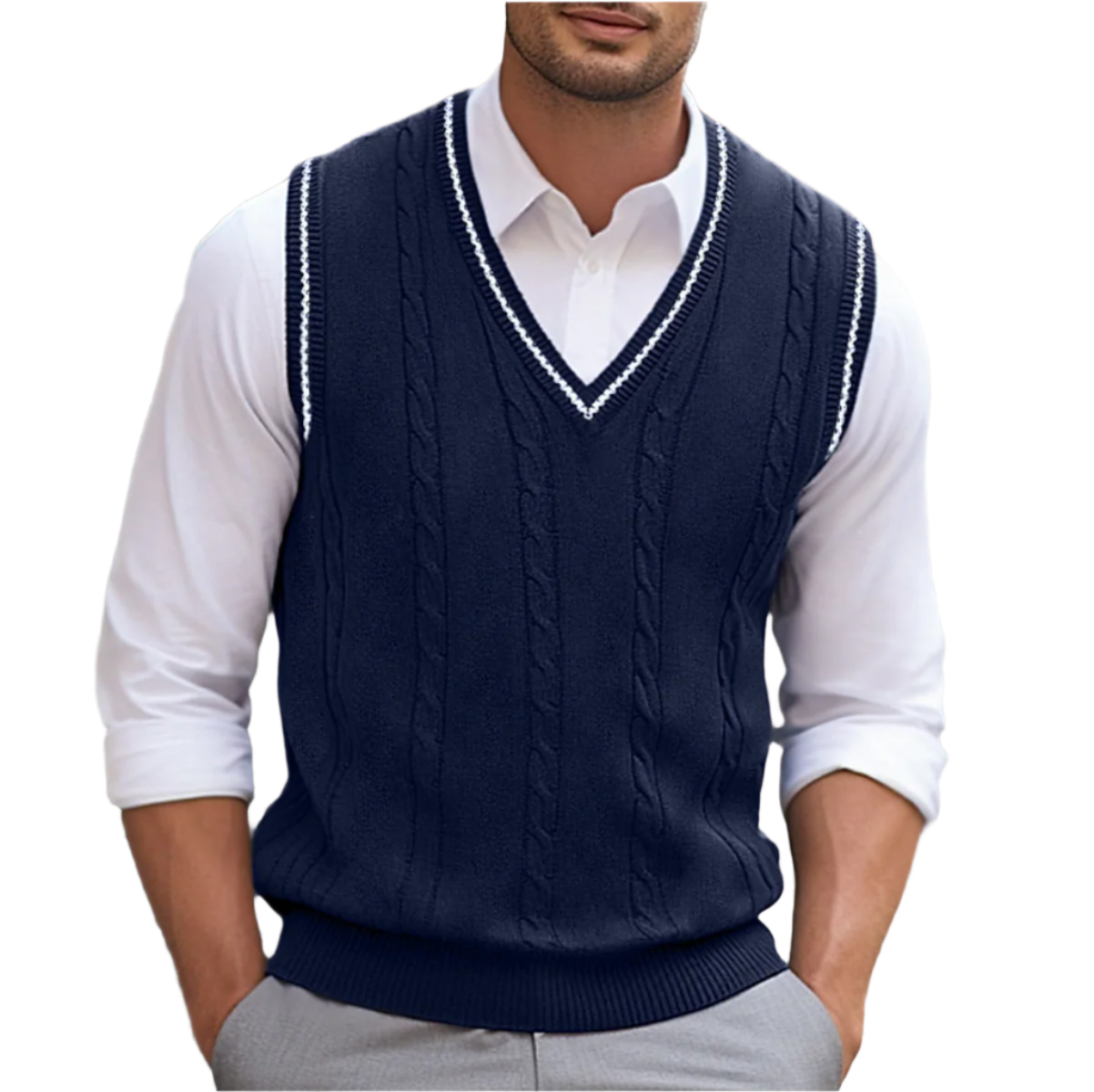 Kyson Men's Sleeveless V-Neck Sweater Vest – Elegant Comfortable Modern Style