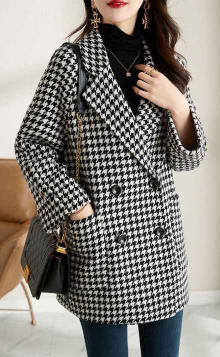 Audrey Women's Oversized Checked Double-Breasted Coat