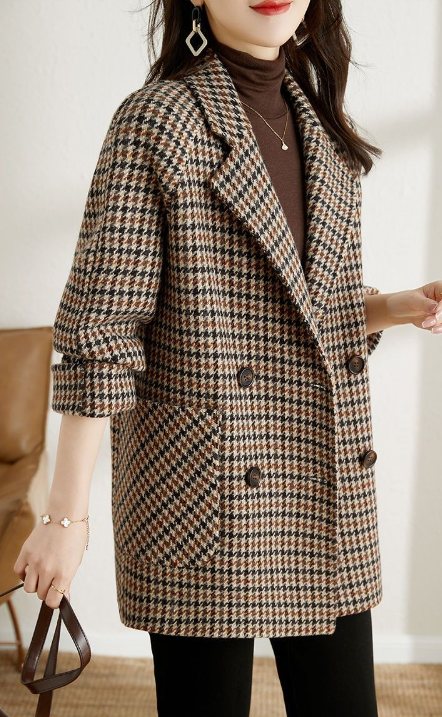 Audrey Women's Oversized Checked Double-Breasted Coat
