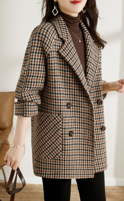 Audrey Women's Oversized Checked Double-Breasted Coat