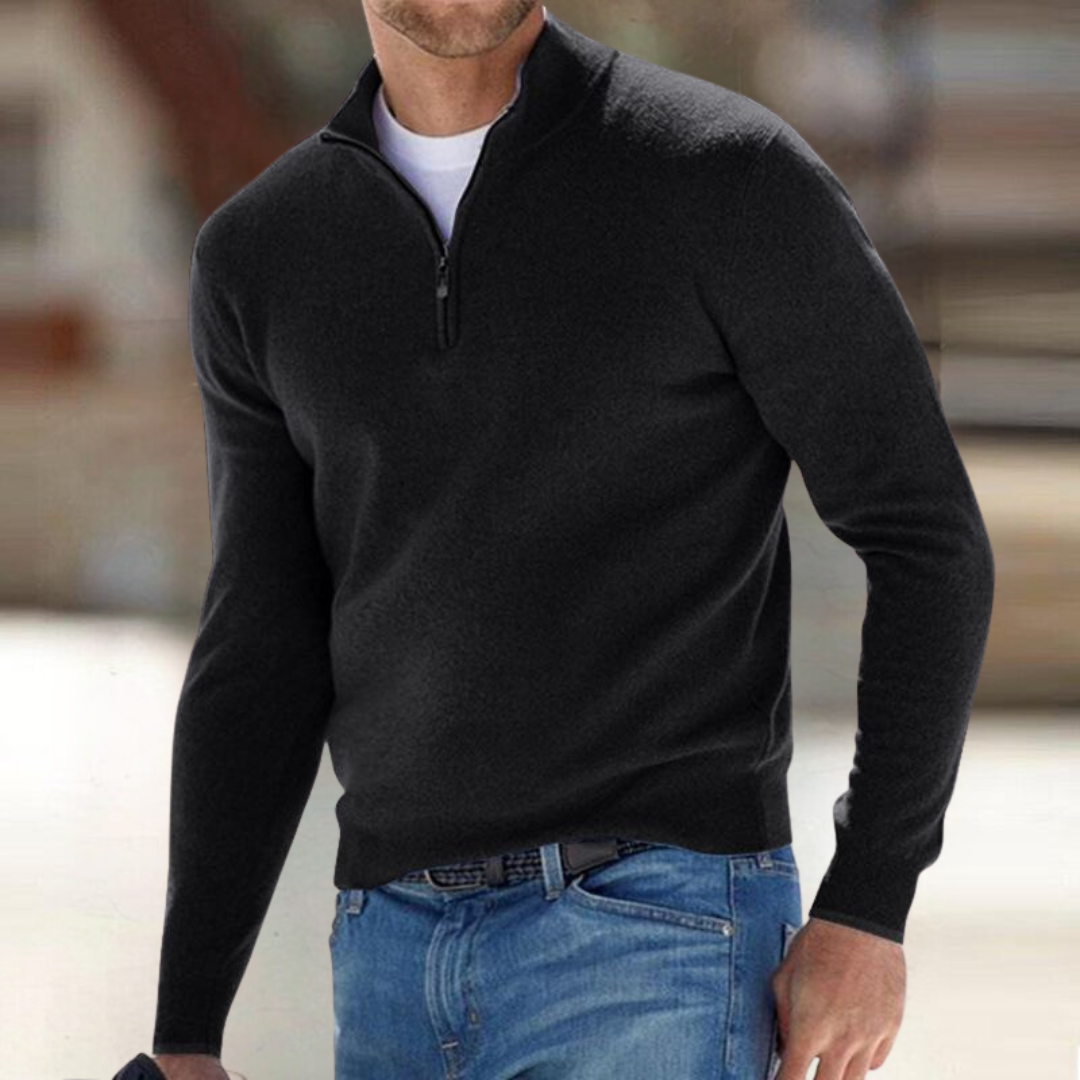 Noah Men's Zip Collar Sweater – Modern Breathable Durable Cotton Polyester