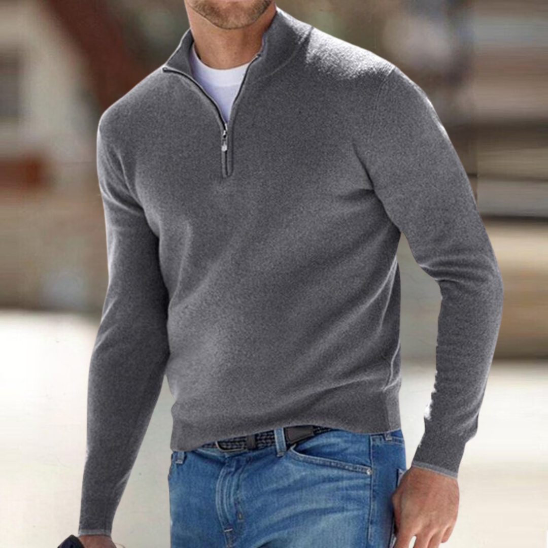 Noah Men's Zip Collar Sweater – Modern Breathable Durable Cotton Polyester