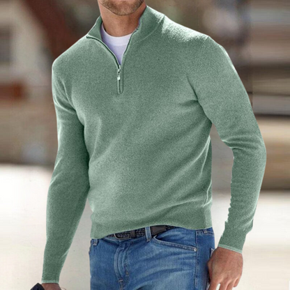 Noah Men's Zip Collar Sweater – Modern Breathable Durable Cotton Polyester