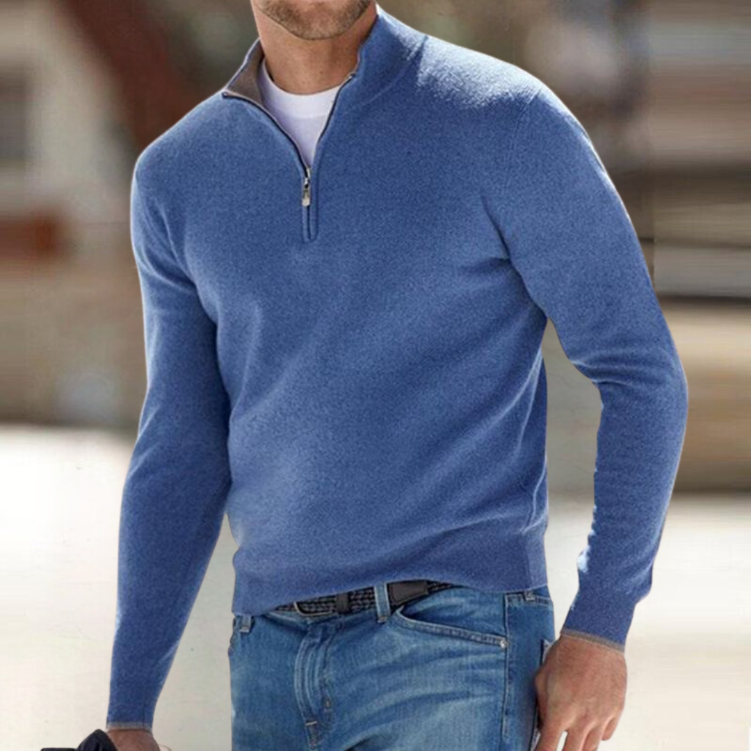Noah Men's Zip Collar Sweater – Modern Breathable Durable Cotton Polyester