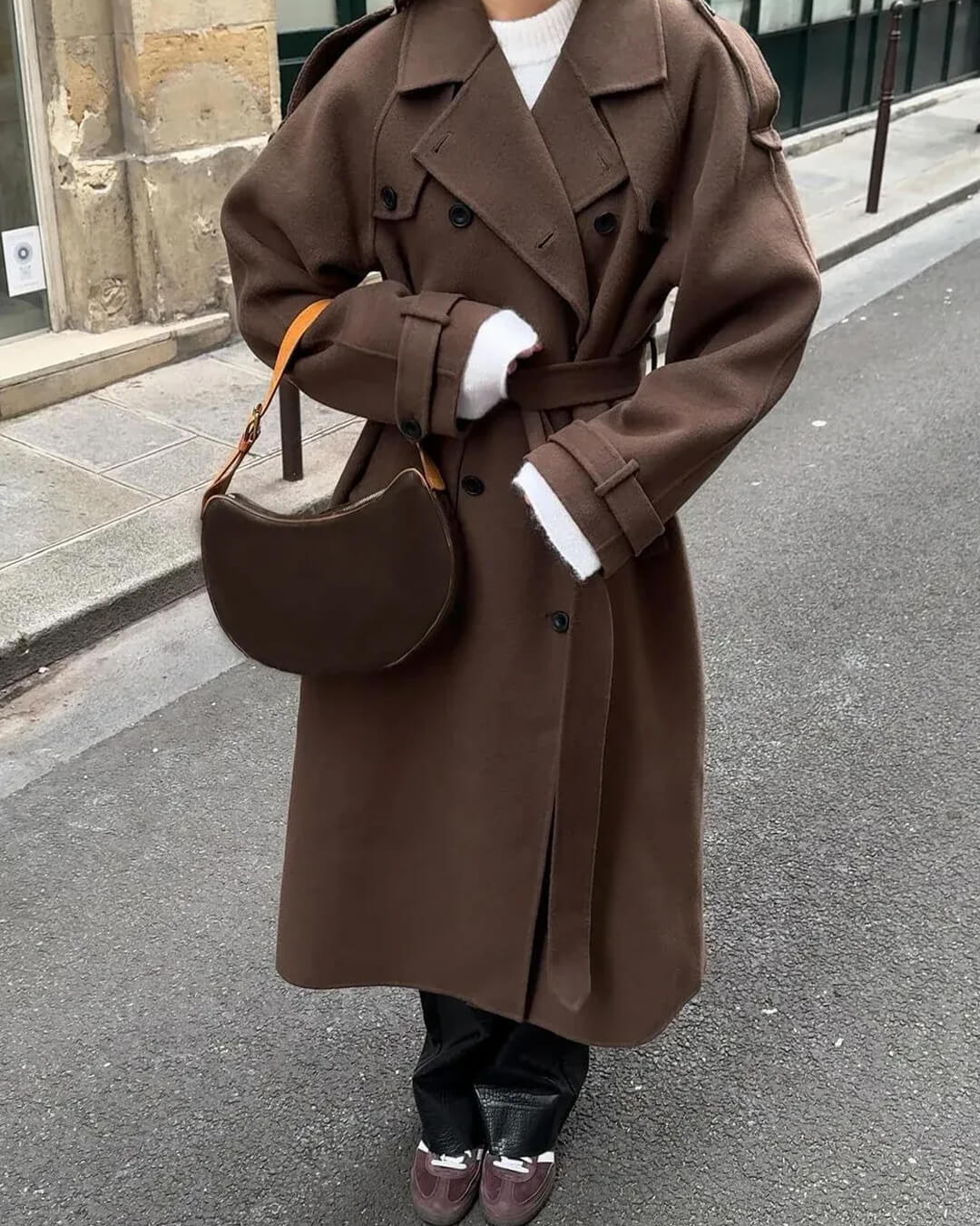 Women's Wool Longline Trench Coat — Brown