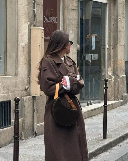 Women's Wool Longline Trench Coat — Brown