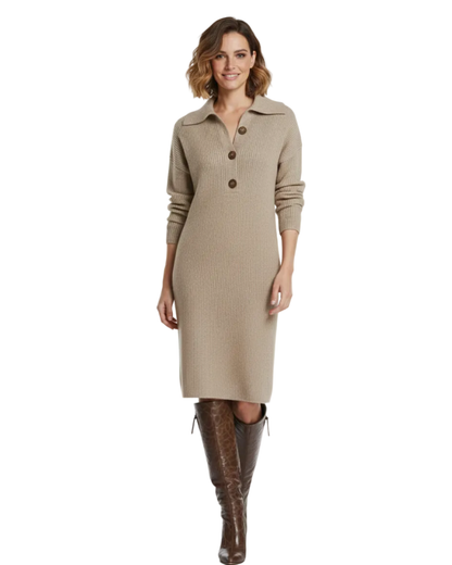 Desiree Women's Buttoned Collar Midi Dress