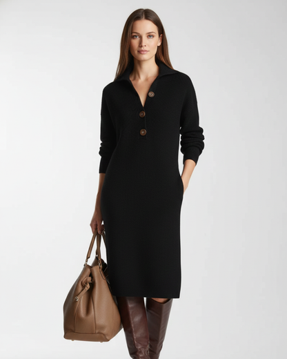 Desiree Women's Buttoned Collar Midi Dress