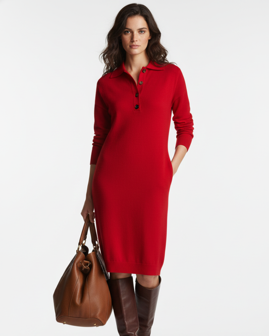 Desiree Women's Buttoned Collar Midi Dress