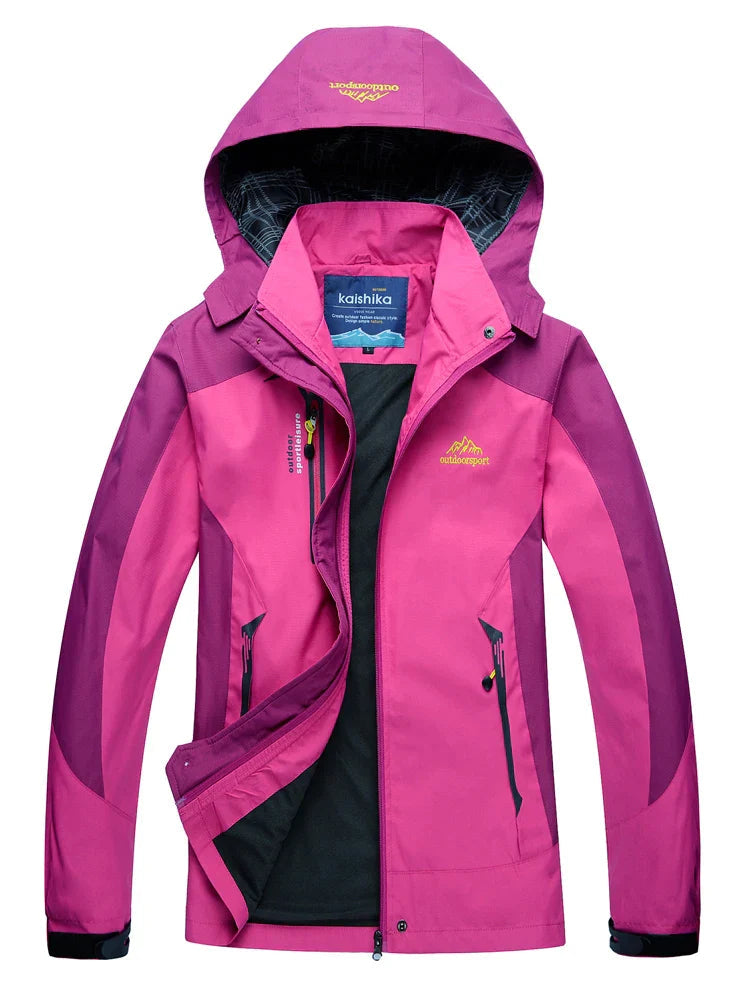 Women's Waterproof Hooded Outdoor Jacket — Beige