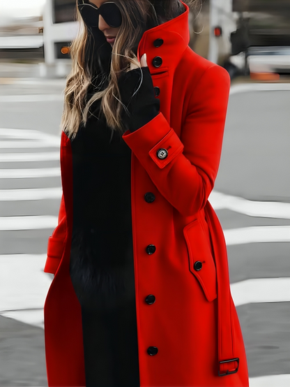 Women's Funnel Neck Button Trench Coat — Grey