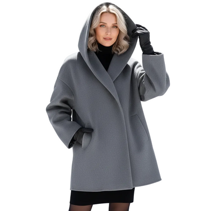 Vicky Women's Oversized Long Coat with Wide Lapels