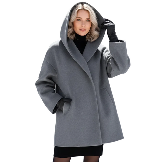 Vicky Women's Oversized Long Coat with Wide Lapels