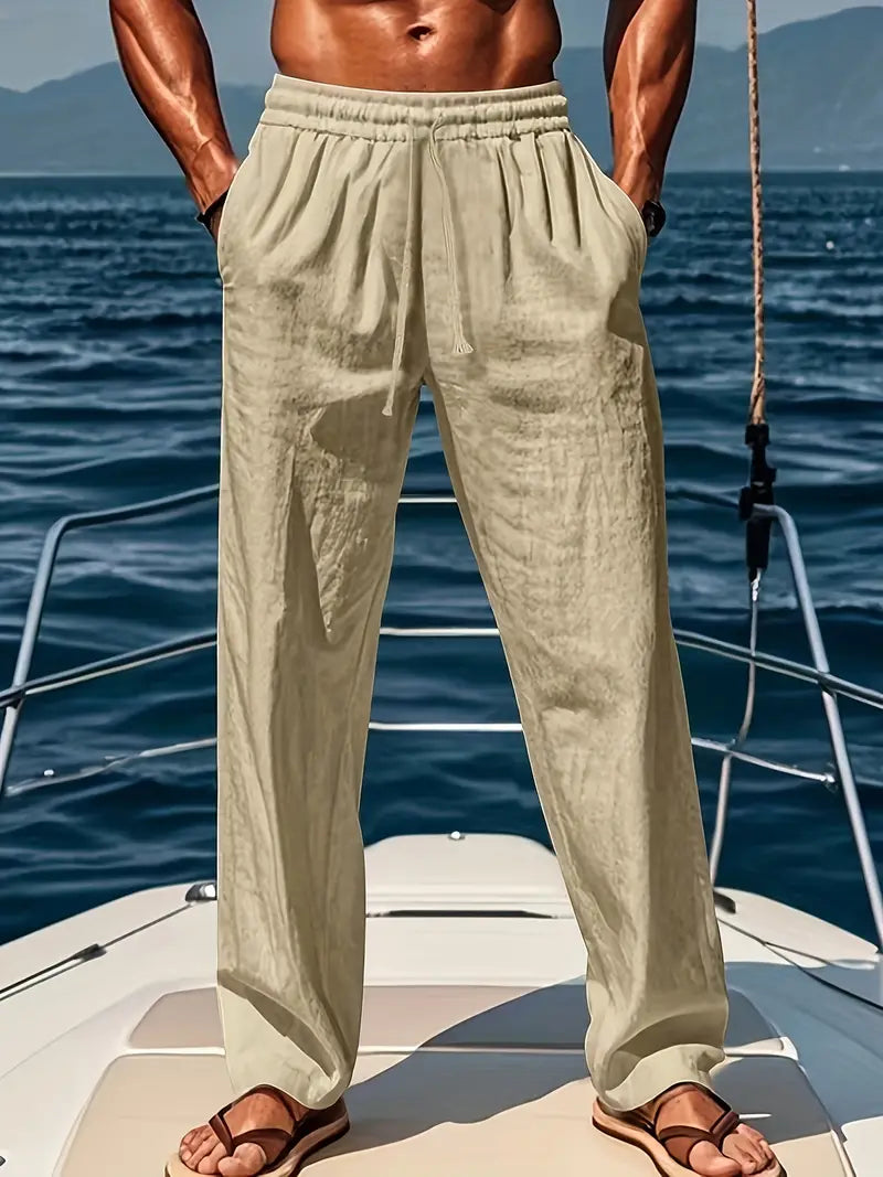 Ethan Men's Wide Linen Pants – Breathable Loose Fit with Elegant Summer Style