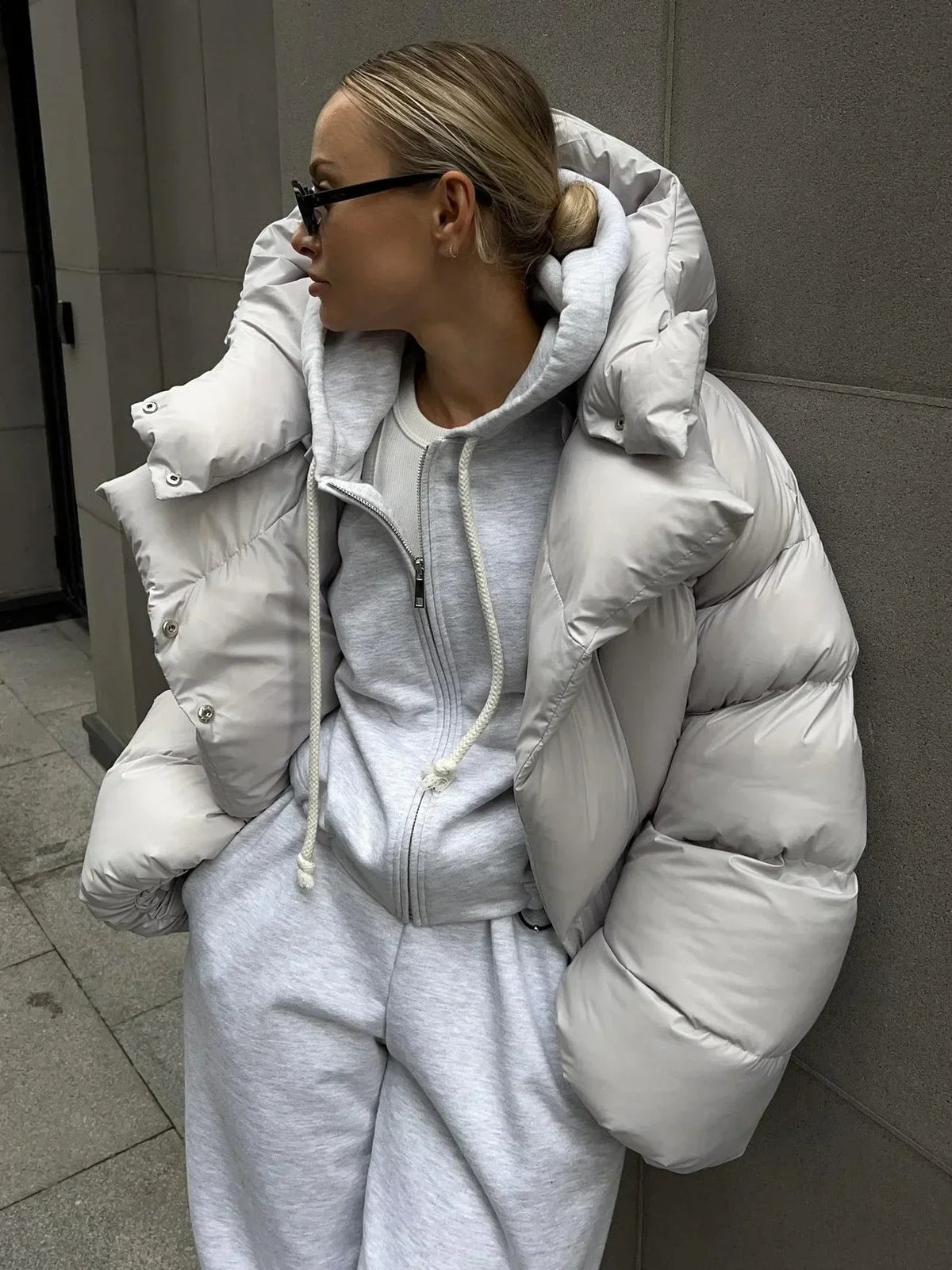Women's Oversized Winter Puffer Coat — Army Green