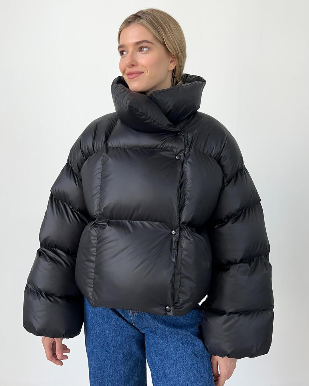Women's Oversized Winter Puffer Coat — Black