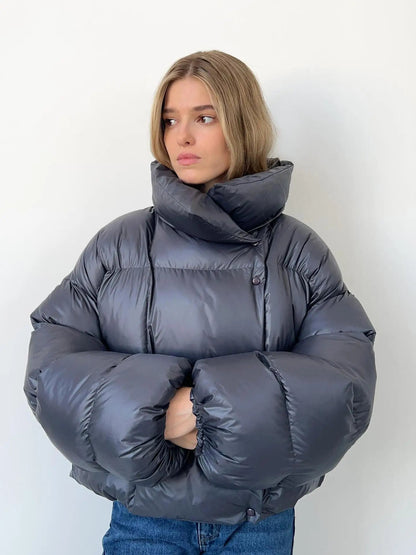 Women's Oversized Winter Puffer Coat — Black