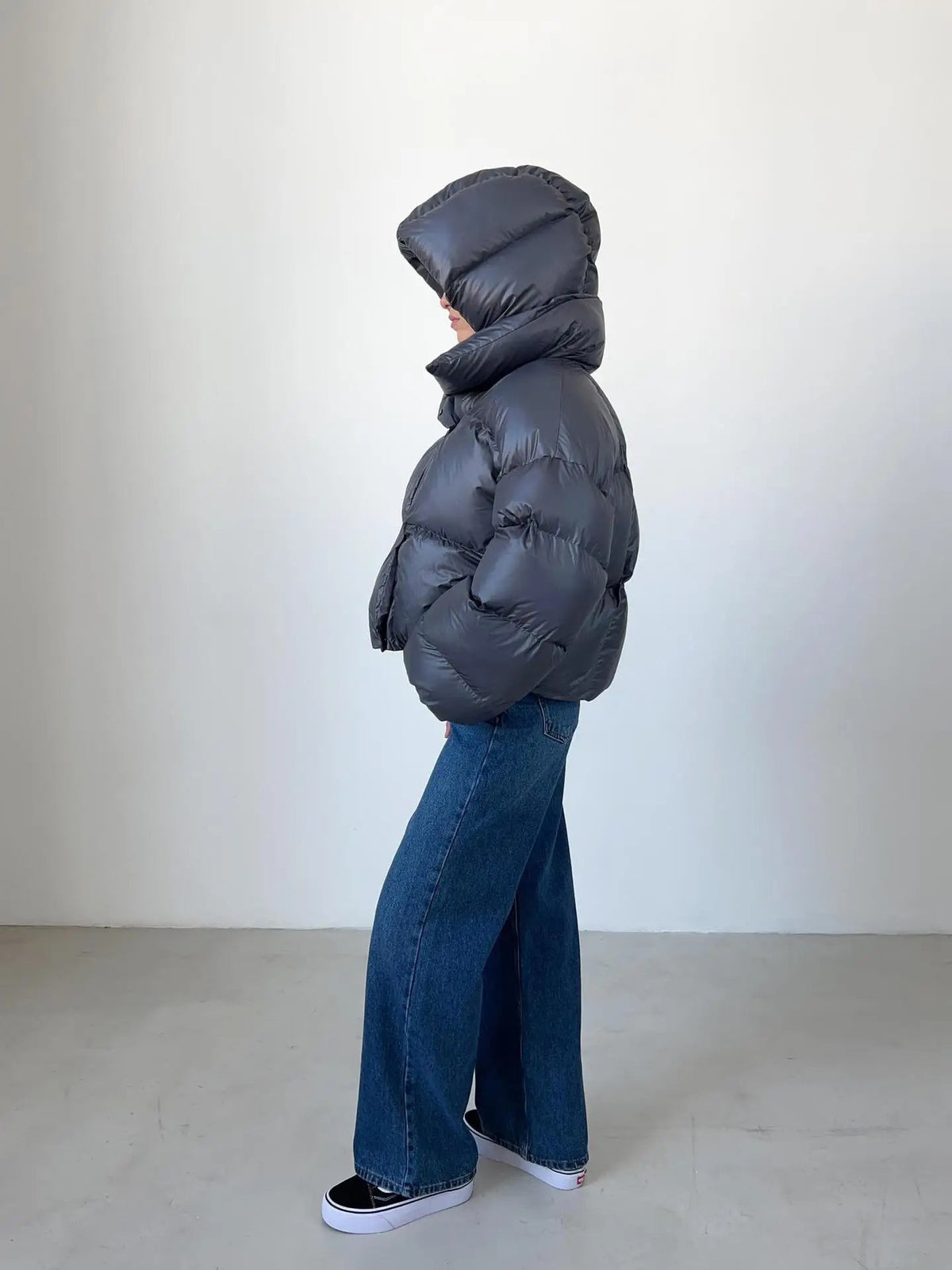 Women's Oversized Winter Puffer Coat — Light Grey