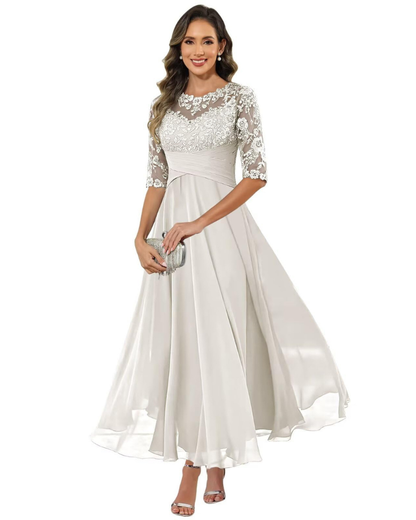 Olanthe Women's Lace Chiffon A-Line Evening Dress