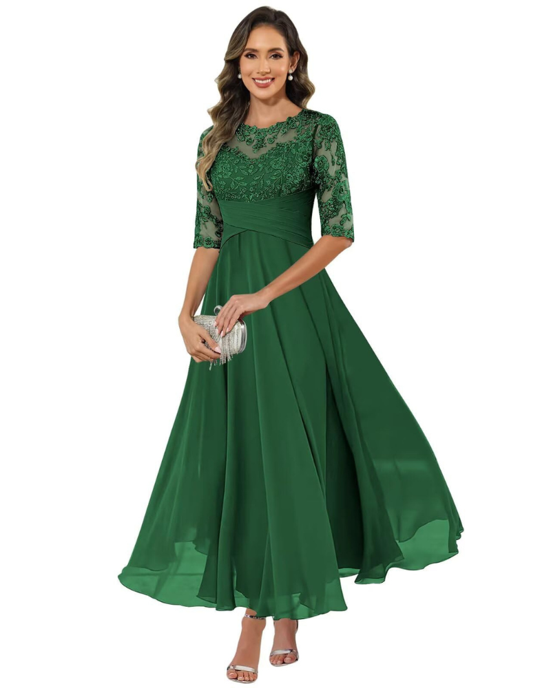 Olanthe Women's Lace Chiffon A-Line Evening Dress