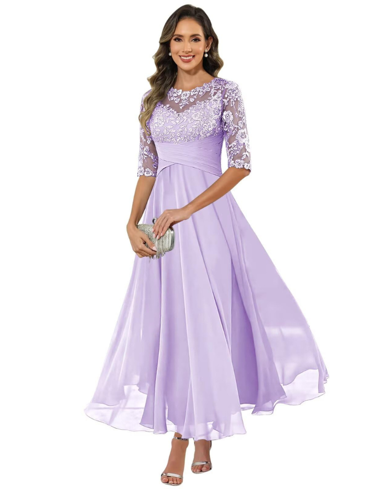 Olanthe Women's Lace Chiffon A-Line Evening Dress
