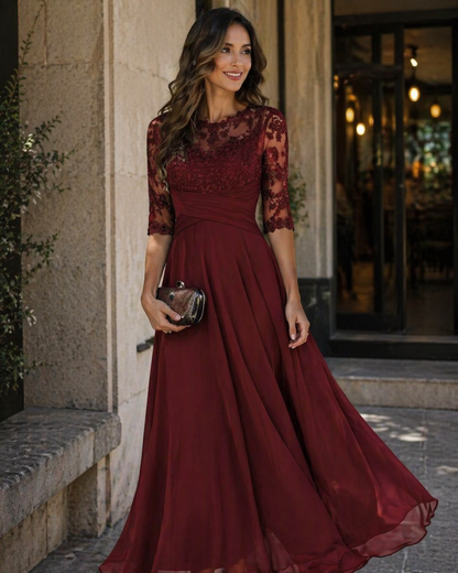 Olanthe Women's Lace Chiffon A-Line Evening Dress