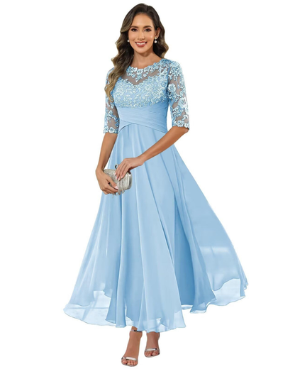 Olanthe Women's Lace Chiffon A-Line Evening Dress