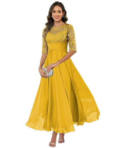 Olanthe Women's Lace Chiffon A-Line Evening Dress