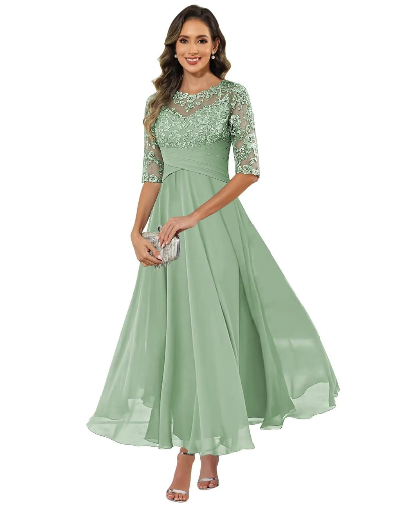 Olanthe Women's Lace Chiffon A-Line Evening Dress